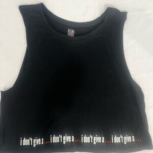 Fabletics Black Crop Tank with Demi Lovato Logo